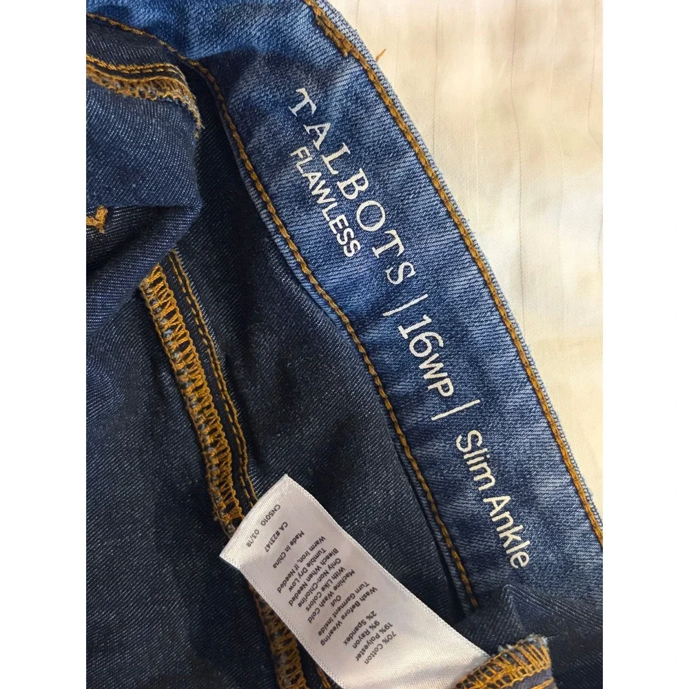 Talbots Womens Petite Flawless Size 16 Slim Ankle Denim Jeans Classic